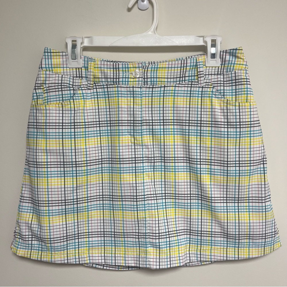 Slazenger plaid white yellow blue golf skirt skort size‎ 6